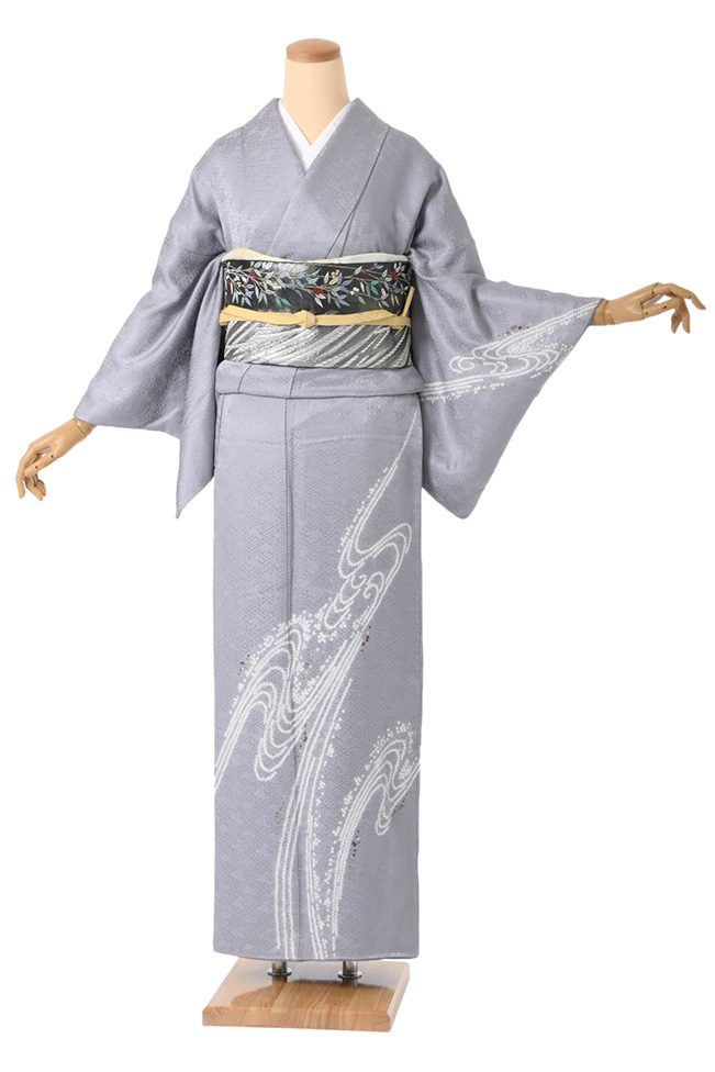 訪問着 グレー 落ち葉模様 定価38万円訪問着×価格2万円未満 訪問着 グレー 落ち葉模様 定価38万円訪問着×価格2万円未満